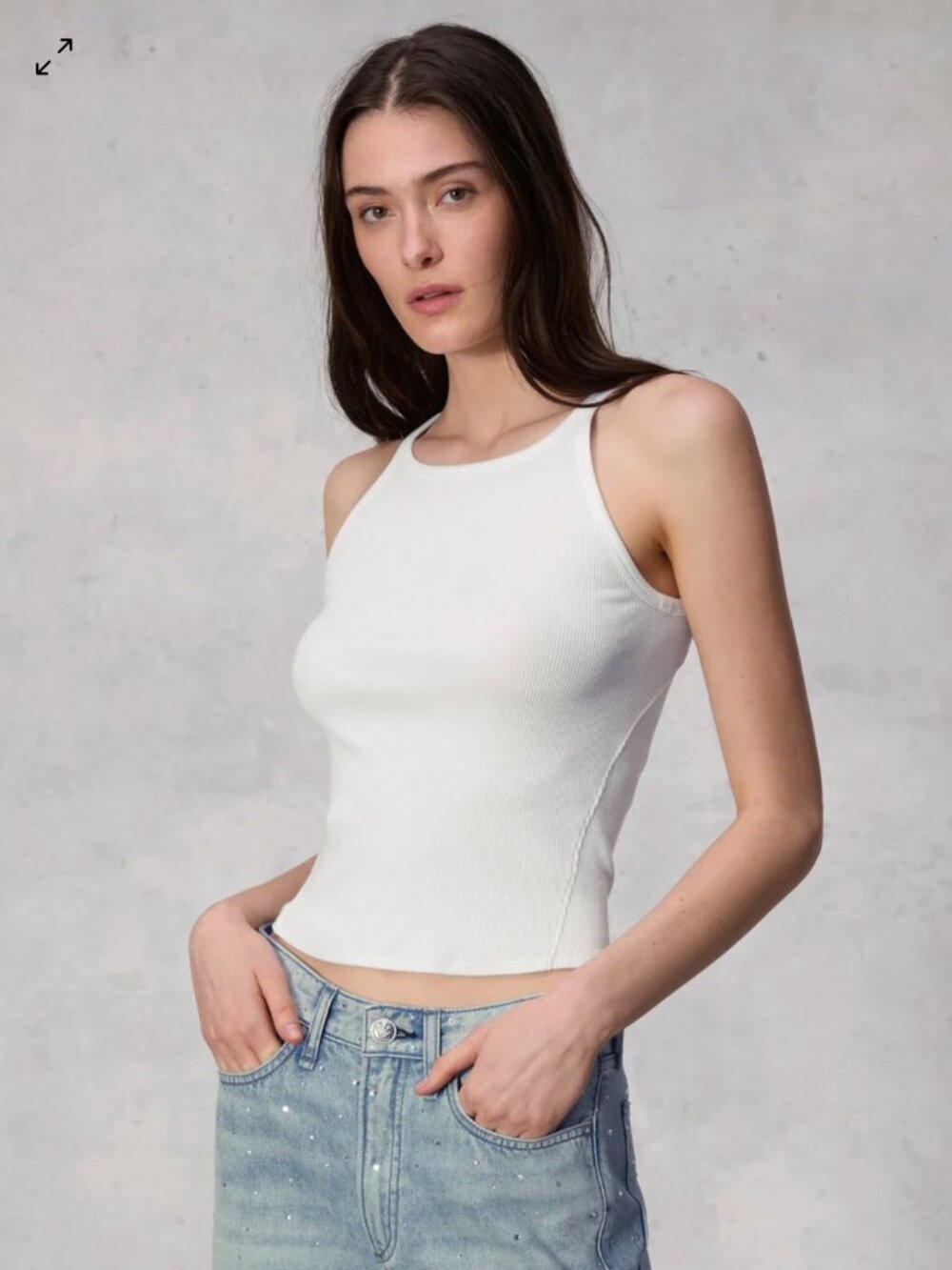 rag & bone White Essential Rib String Tank